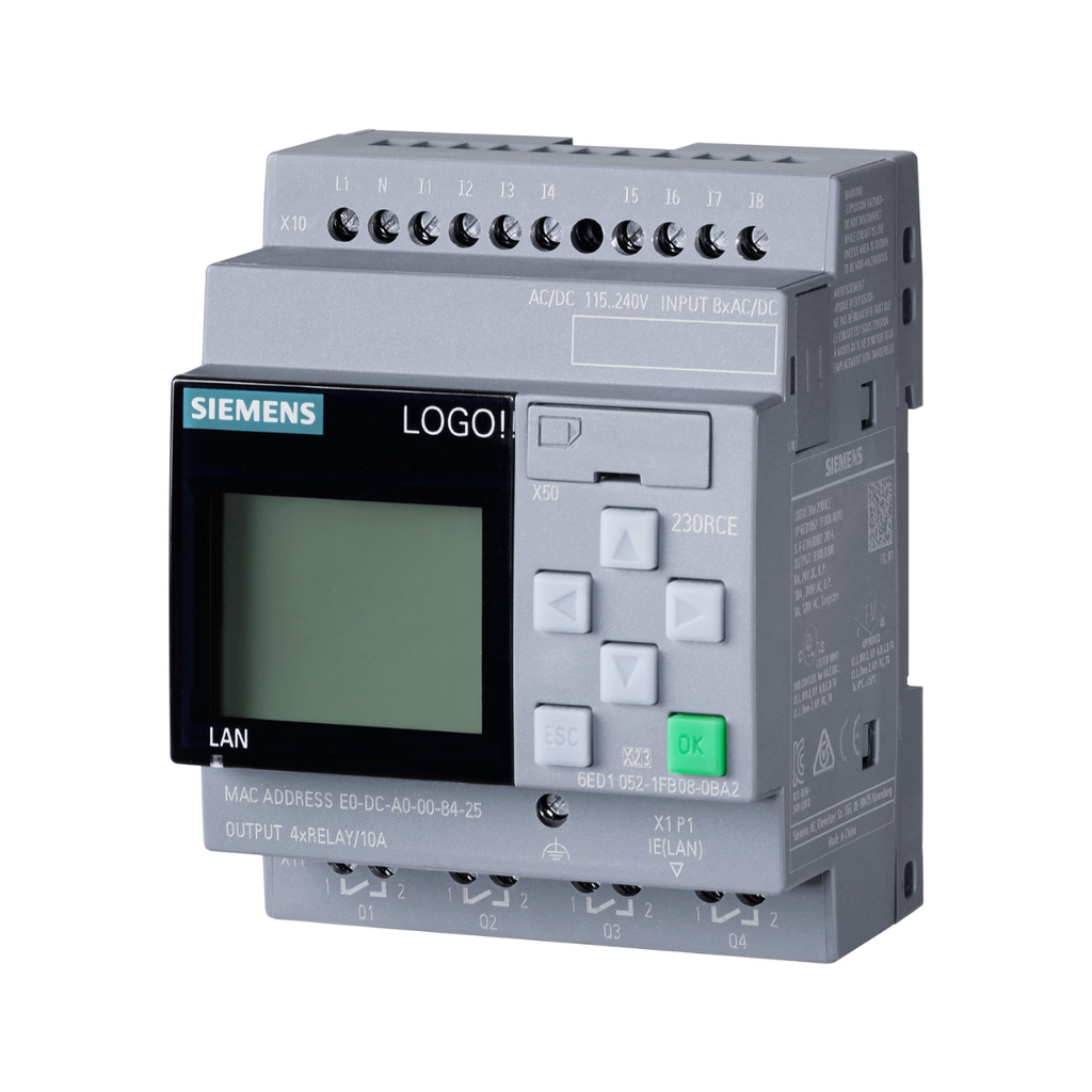 6ED1052-1FB08-0BA2 Modulo Plc Logo! 230Rce V8.4 – 8Di / 4Do Relé / 115–230V Ac/Dc Con Display Y Ethernet