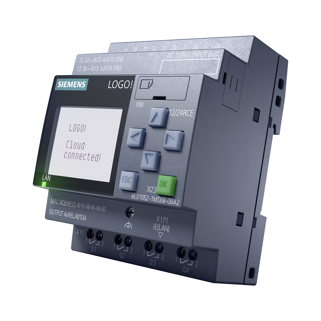 6ED1052-1MD08-0BA2 Modulo Plc Logo! 12/24Rce V8.4 – 8Di (4 Ai) / 4Do Relé / 12–24Vdc Con Display Y Ethernet
